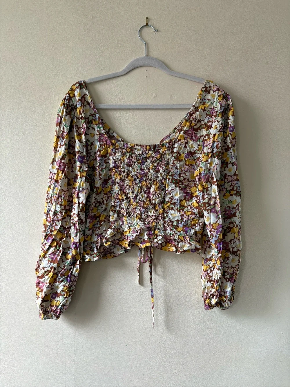 Sanctuary Floral Long Sleeve Crop Top - XL